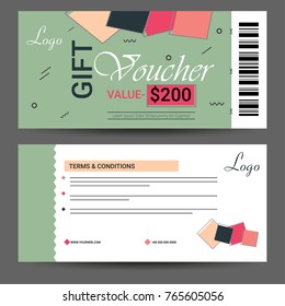 Creative Discount Voucher, Gift Card or Coupon template layout.