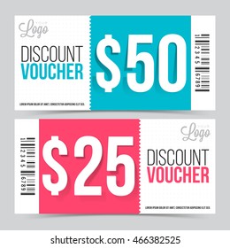 Creative Discount Voucher or Gift Coupon set with space for your professional image, Vector illustration.