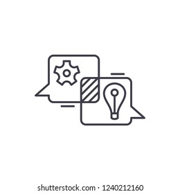Creative discussion line icon concept. Creative discussion vector linear illustration, symbol, sign