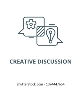 Creative discussion vector line icon, linear concept, outline sign, symbol