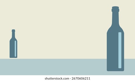 Exibição criativa de garrafas em uma superfície minimalista cores sutis design gráfico moderno ponto de vista estético artístico