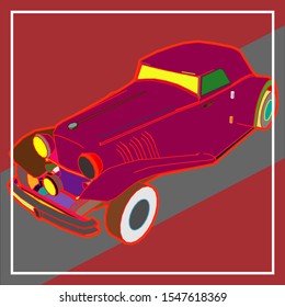 Creative display layouts design with car as modeling and using pop art coloring
