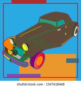 Creative display layouts design with car as modeling and using pop art coloring