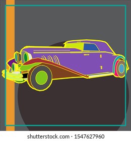 Creative display layouts design with car as modeling and using pop art coloring