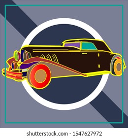 Creative display layouts design with car as modeling and using pop art coloring