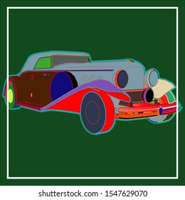 Creative display layouts design with car as modeling and using pop art coloring