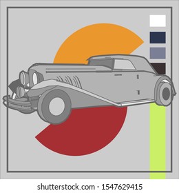 Creative display layouts design with car as modeling and using pop art coloring