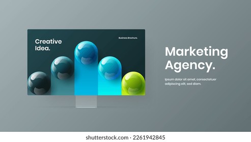 Creative display mockup landing page concept. Modern banner design vector layout.