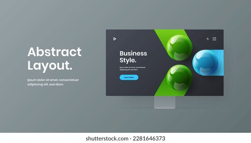 Creative display mockup website screen template. Unique banner vector design concept.