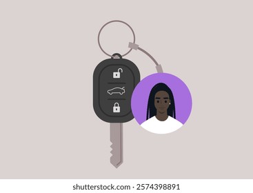 Creative display of personal car keys showcasing user avatar, emphasizing individuality and innovation in automotive accessories