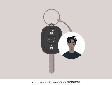 Creative display of personal car keys showcasing user avatar, emphasizing individuality and innovation in automotive accessories