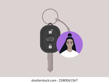 Creative display of personal car keys showcasing user avatar, emphasizing individuality and innovation in automotive accessories