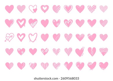 Creative and diverse pink love doodle illustrations