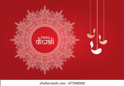 Creative Diwali Design with Floral Red Background