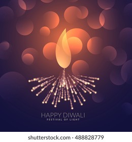 creative diwali diya with bokeh effect