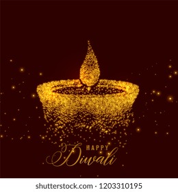 creative diwali diya made with golden particles