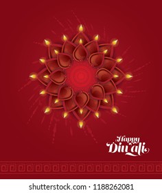 Creative Diwali Festival Background Template Design With Lamps