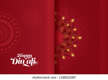 Creative Diwali Festival Background Template Design With Lamps