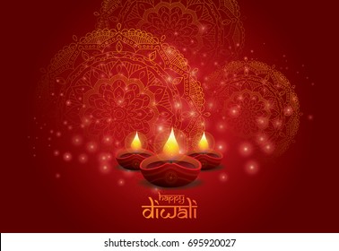 Creative Diwali Festival  Background Template Design with Creative Lamps