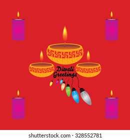 creative diwali greetings concept vector illustration 