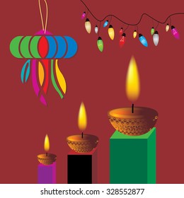 creative diwali greetings concept vector illustration 