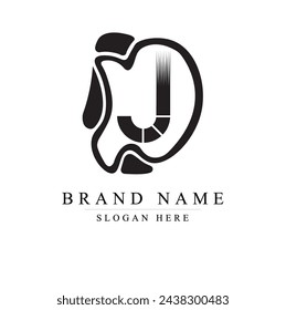 Creative DJ Letter Logo Design mit Swoosh Icon Vector.