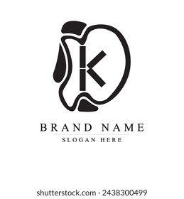 Creative DK Letter Logo Design with Swoosh Icon Vector, K logo design
