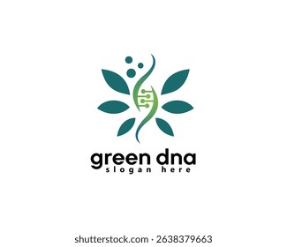 creative dna health and genetical logo ,dna icon with leaves circling ,logo design template