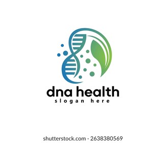 creative dna health and genetical logo, dna icon blends with circular leaves, logo design template