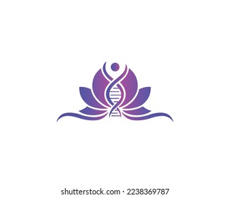 Creativo ADN Leaf Wellness Logo Yoga Diseño Naturaleza Símbolo Vector Icono.