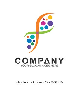 creative DNA logo design template, DNA symbol with colorful bubbles