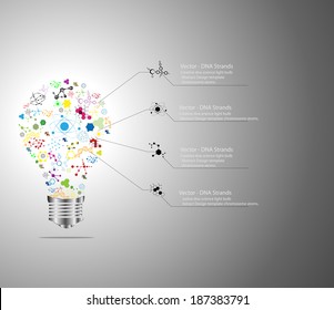 Creative dna science light bulb Abstract Design template chromosome atoms vector illustration