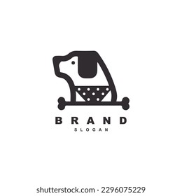 creative dog with bone and bandana logo design for your brand or business