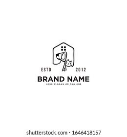 creative dog cat pet house logo design vector template