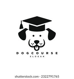 Creative dog course university college logo design vector