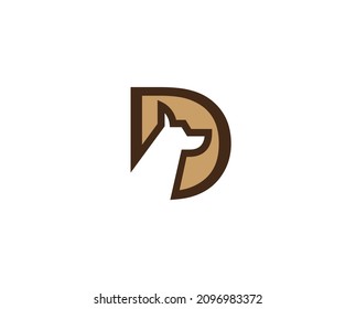 creative dog face letter d logo vector symbol