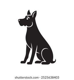 creative dog logo design black simple line art on white background