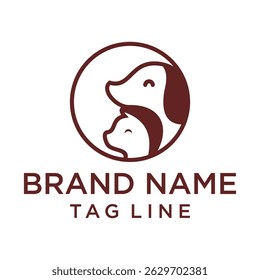 Creative dog logo with parent and puppy duo in a circular layout. Suitable for pet stores, dog training centers, or animal welfare brands.