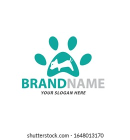 Creative Dog and Paw Logo Design, Vector