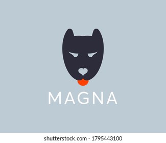 Plantilla de diseño vectorial del logotipo del icono de mascota de perro creativo. Estilo minimal staffordshire terrier, pit bull, logotipo de signos de emblema de raza luchadora.
