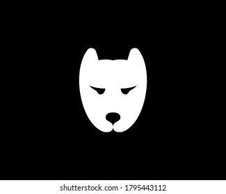 Plantilla de diseño vectorial del logotipo del icono de mascota de perro creativo. Estilo minimal staffordshire terrier, pit bull, logotipo de signos de emblema de raza luchadora.