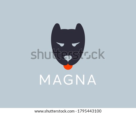 Creative dog pet icon logo vector design template. Minimal style staffordshire terrier, pit bull, fighting breed emblem sign logotype.