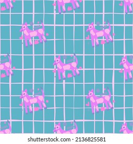 Creative dog seamless pattern. Naive art. Abstract animals endless wallpaper. Contemporary backdrop. Design for fabric, textile print, wrapping, cover. Vector illustration