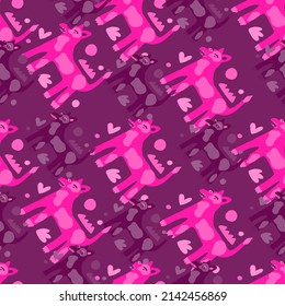 Creative dog seamless pattern. Naive art. Abstract animals endless wallpaper. Contemporary backdrop. Design for fabric, textile print, wrapping, cover. Vector illustration