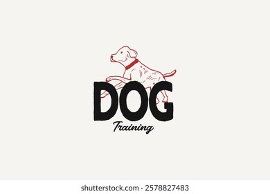 creative dog training illustrator for pet, animal and partner logo design vector ideas. silhouette jumping dog sign icon logo vector design template with line art, illustrator, and vintage styles