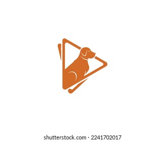 Creative dog vector logo design in triangle shape. A unique pet dog icon for company, brand and others.