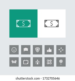 Creative Dollar Currency Line Icon with Bonus Icons. 