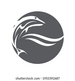 creative Dolphin jumping logo illustration design concept.