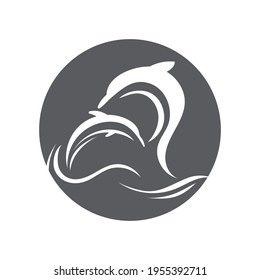 creative Dolphin jumping logo illustration design concept.