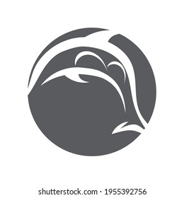 creativo concepto de diseño de ilustración del logo de salto delfín.